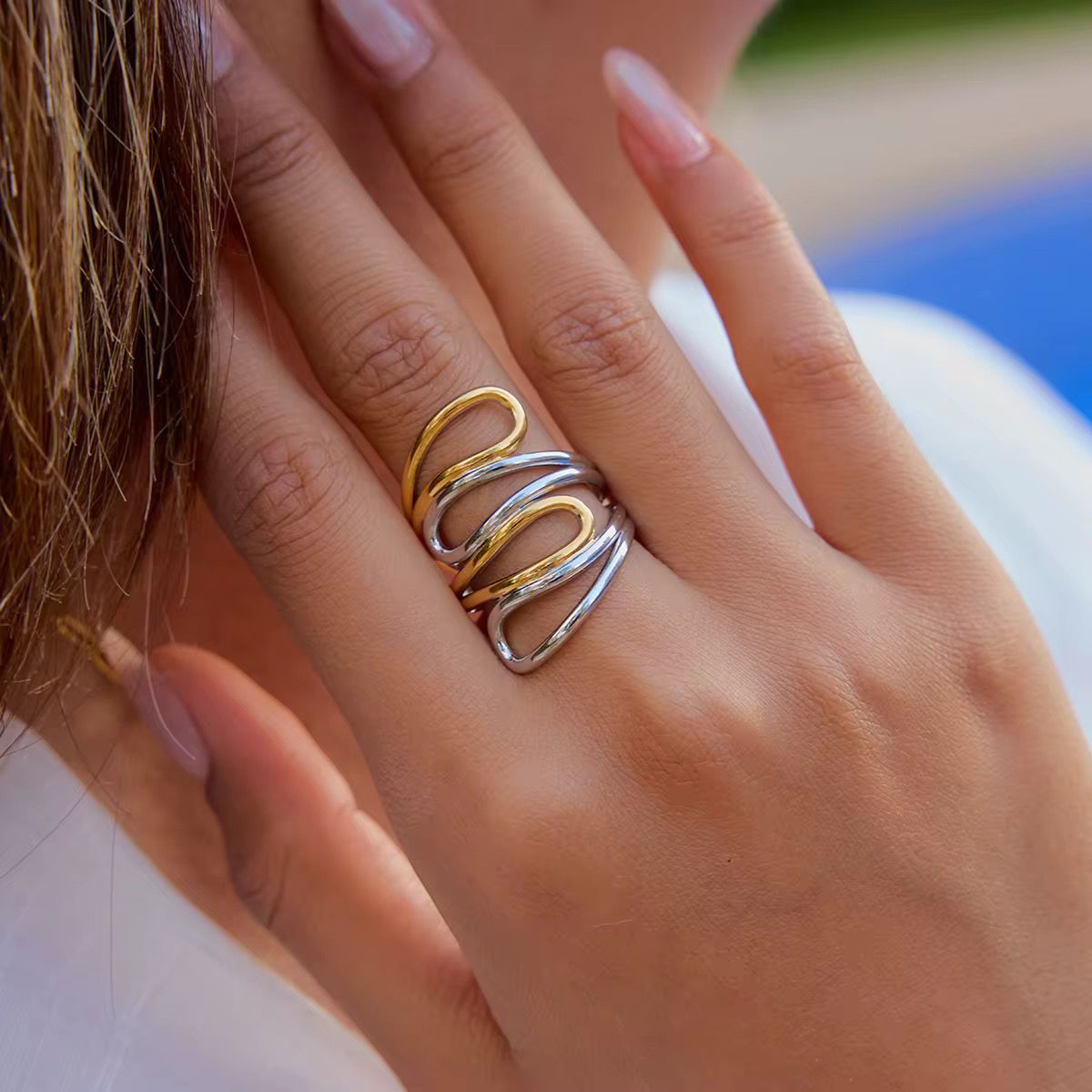 Two-Tone wave ring