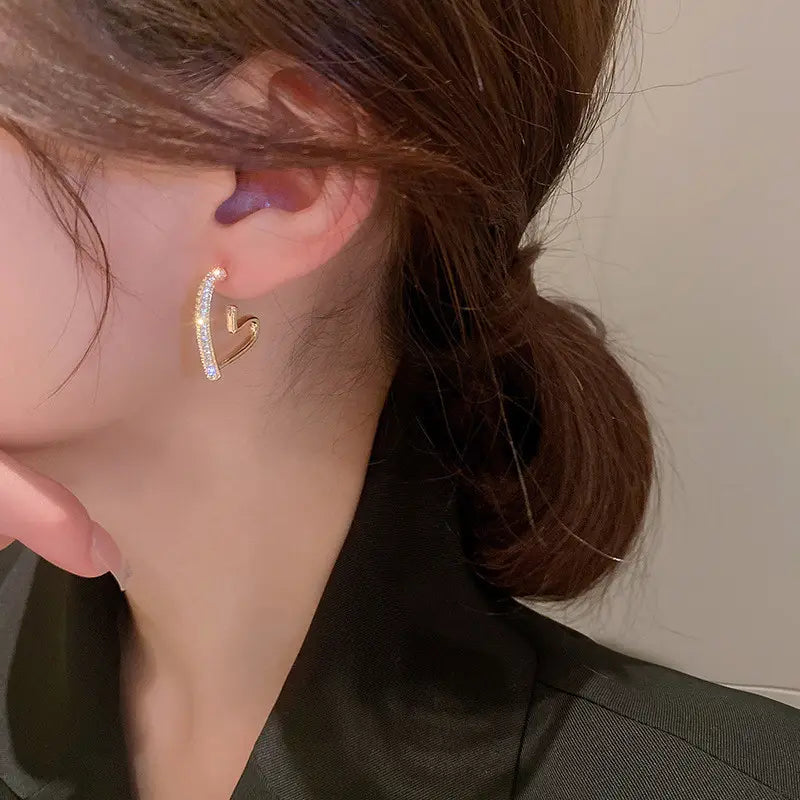 Golden Affection Heart Hoops
