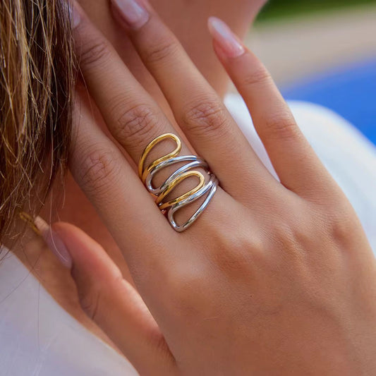 Two-Tone wave ring