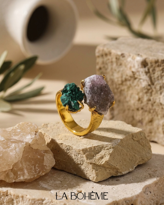 Asterix- Cluster Amethyst & Malachite
