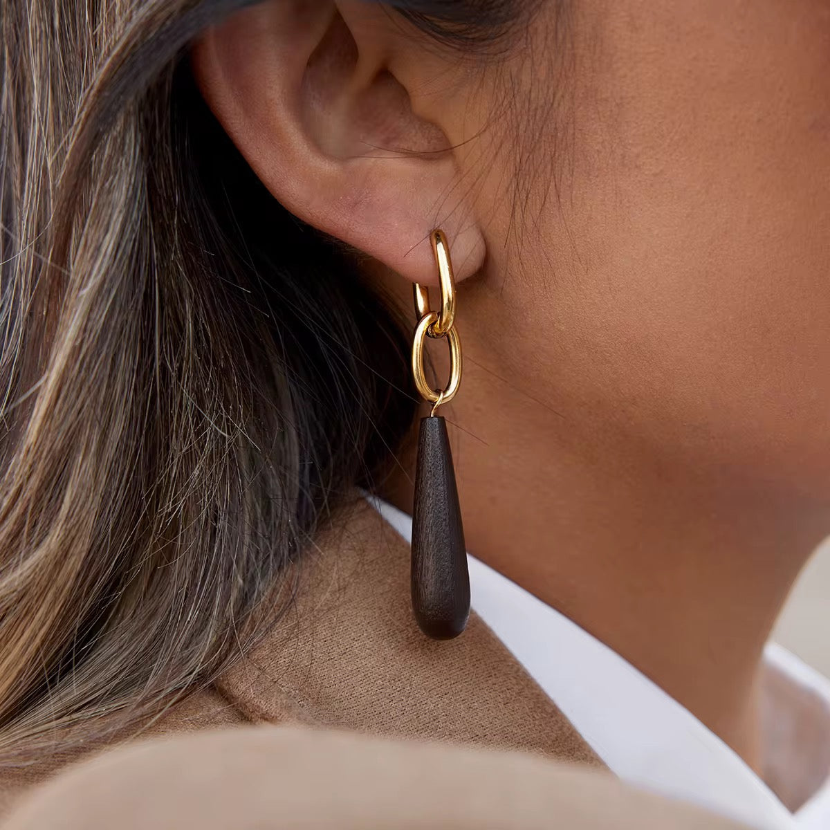 Wooden Charm Earrings