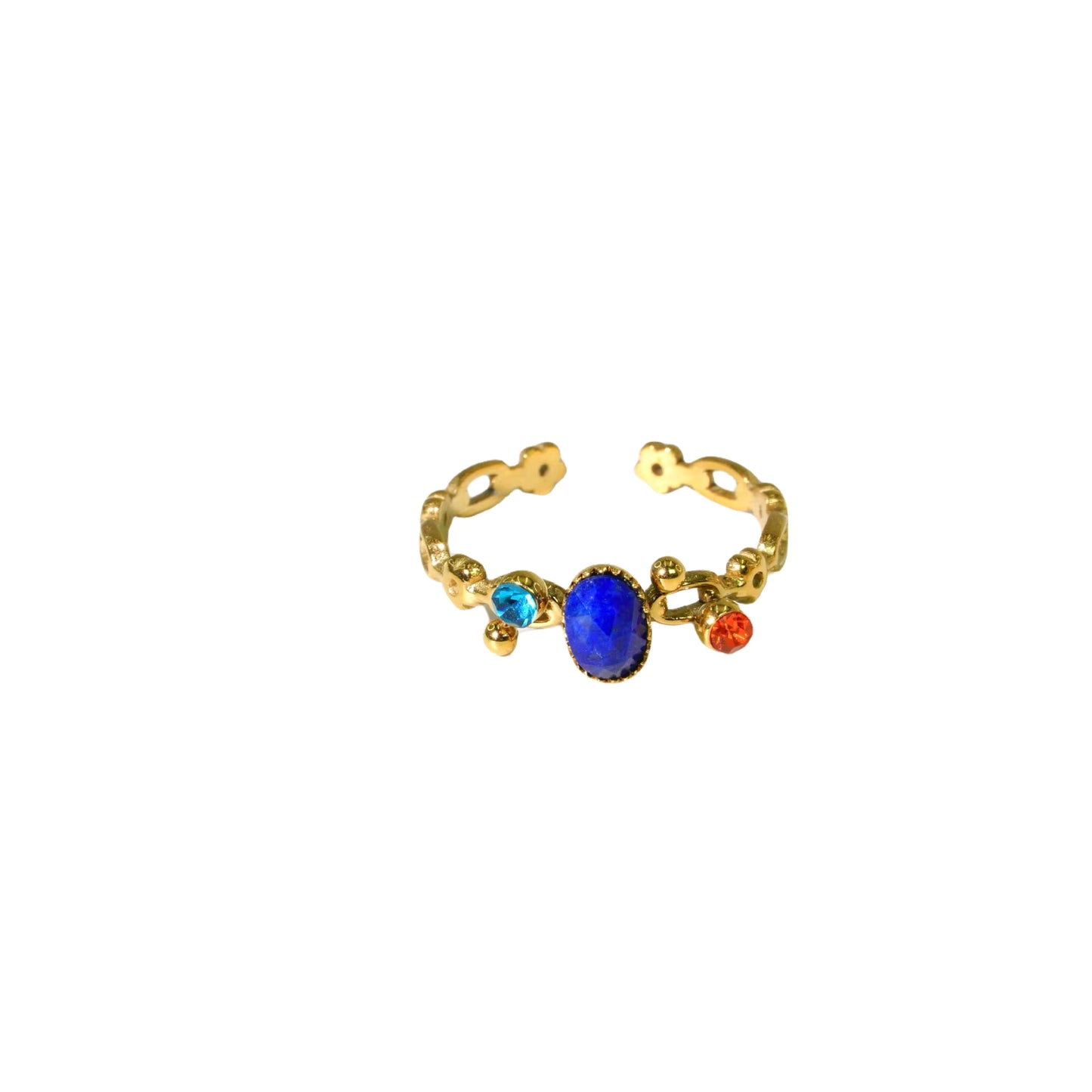 Fioré Adjustable Ring – 18K Gold Plated with Colorful Zircons