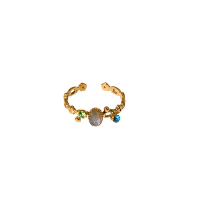 Fioré Adjustable Ring – 18K Gold Plated with Colorful Zircons
