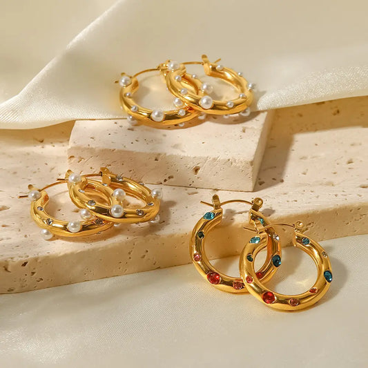 Multicolored Radiant Glow Zircon Hoops