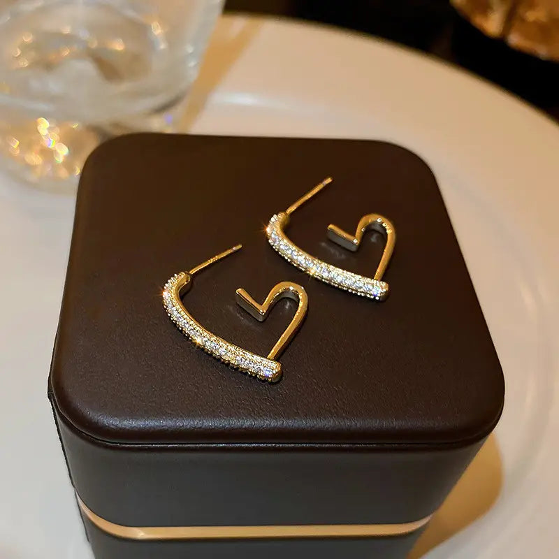 Golden Affection Heart Hoops