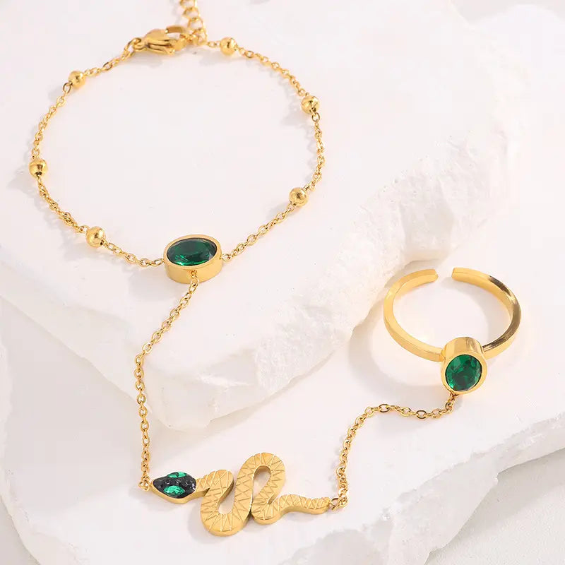 Serpent Green Zircon Bracelet