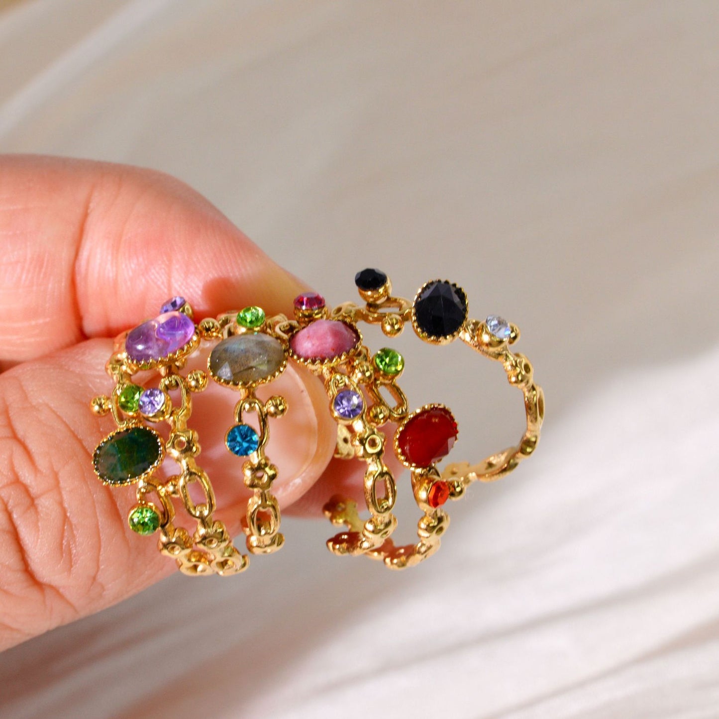 Fioré Adjustable Ring – 18K Gold Plated with Colorful Zircons