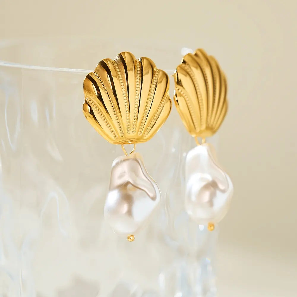 Pearl Scallop Earrings