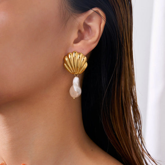 Pearl Scallop Earrings