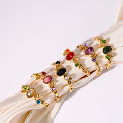 Fioré Adjustable Ring – 18K Gold Plated with Colorful Zircons