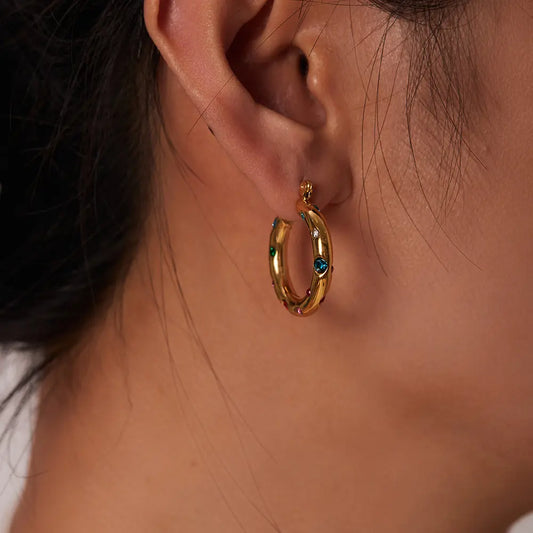 Multicolored Radiant Glow Zircon Hoops