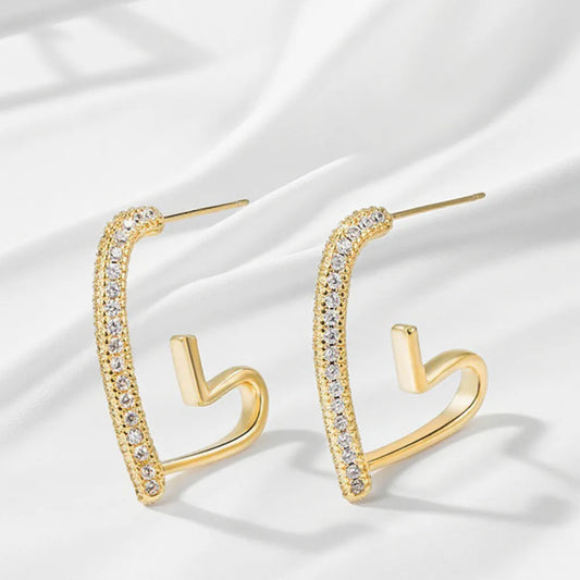 Golden Affection Heart Hoops