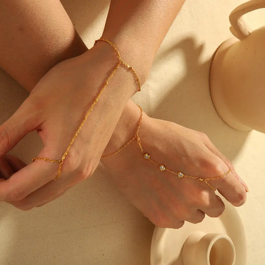 Sunset Glow Gold Hand Bracelet