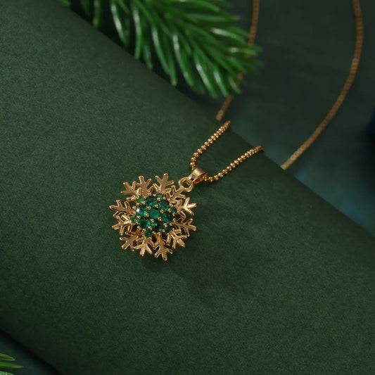 Golden Snowflake Charm Necklace