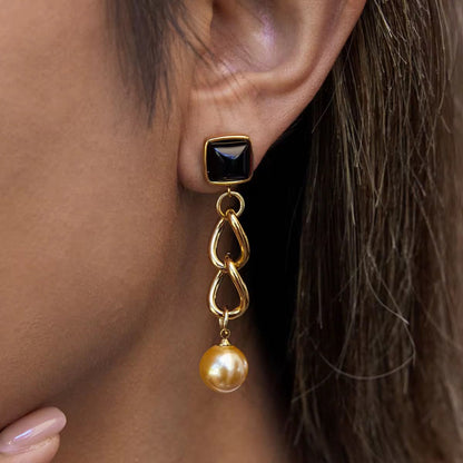 The Onyx & Amber Drop Earrings