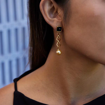 The Onyx & Amber Drop Earrings